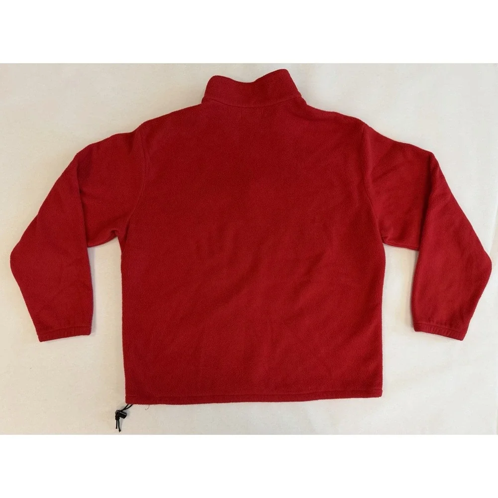90's Vtg J. Crew Oarsman Red Fleece Pullover 1/4 Zip Men's Large Made in USA